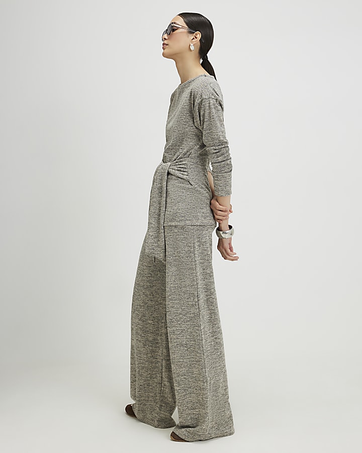 Grey Wide Leg Trousers