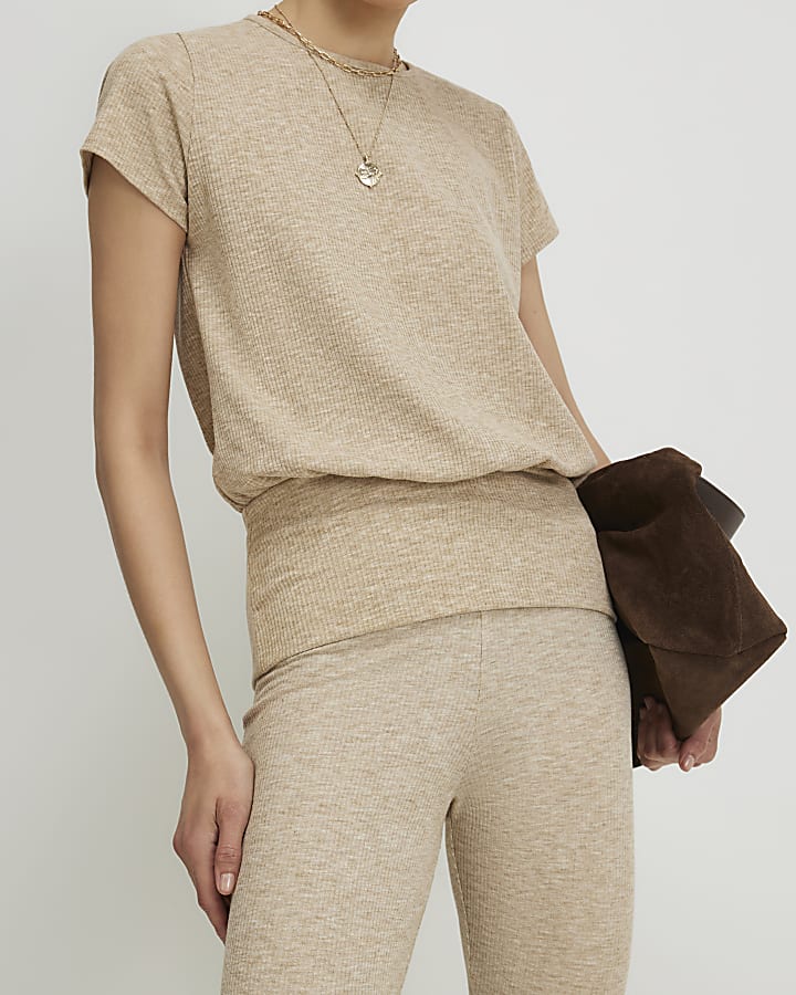 Beige Banded Top