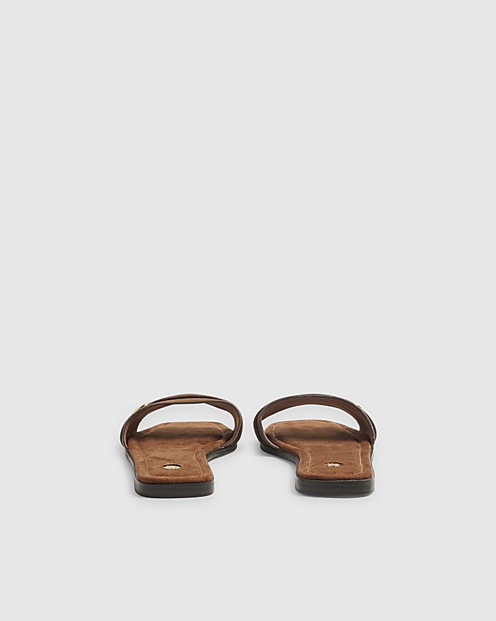 Brown Hardware Branded Sandals