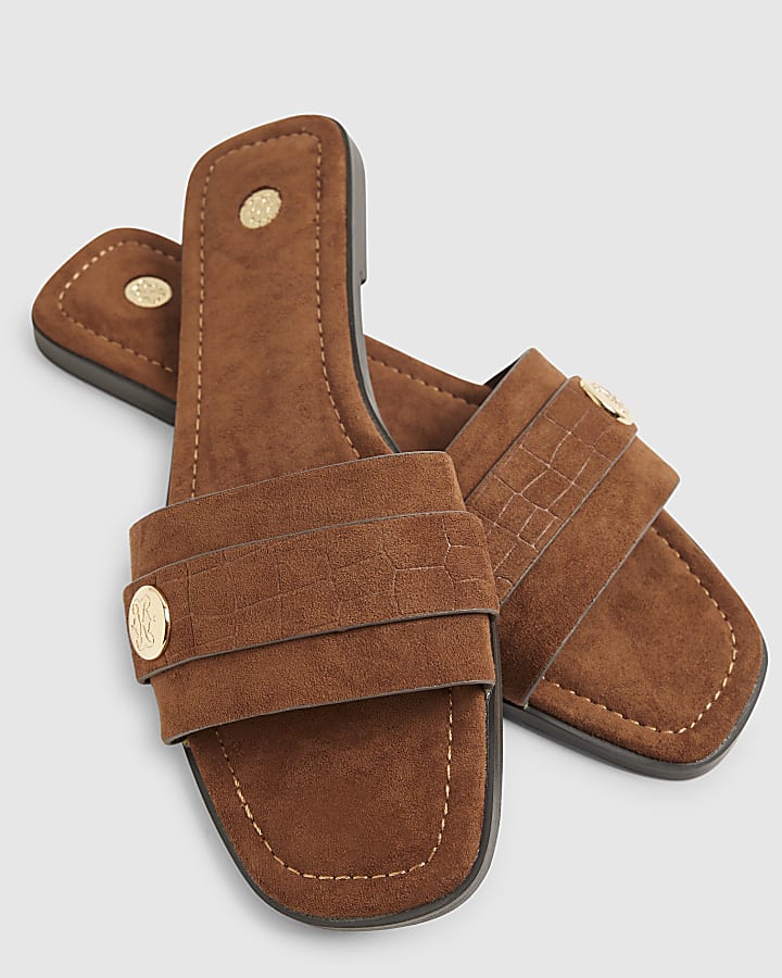 Brown Hardware Branded Sandals