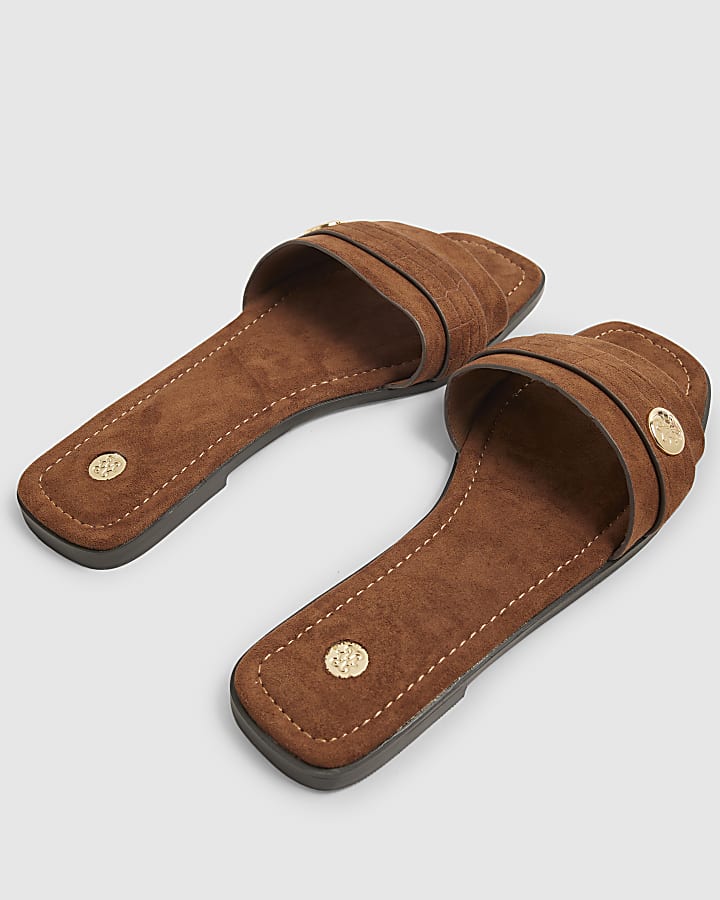 Brown Hardware Branded Sandals