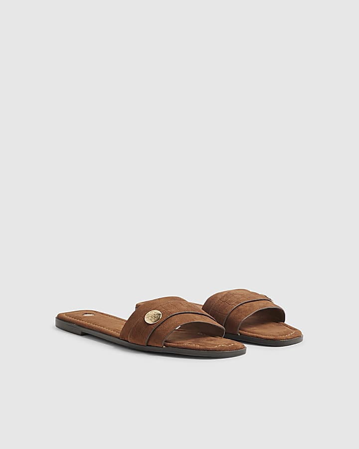 Brown Hardware Branded Sandals