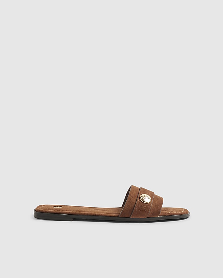 Brown Hardware Branded Sandals