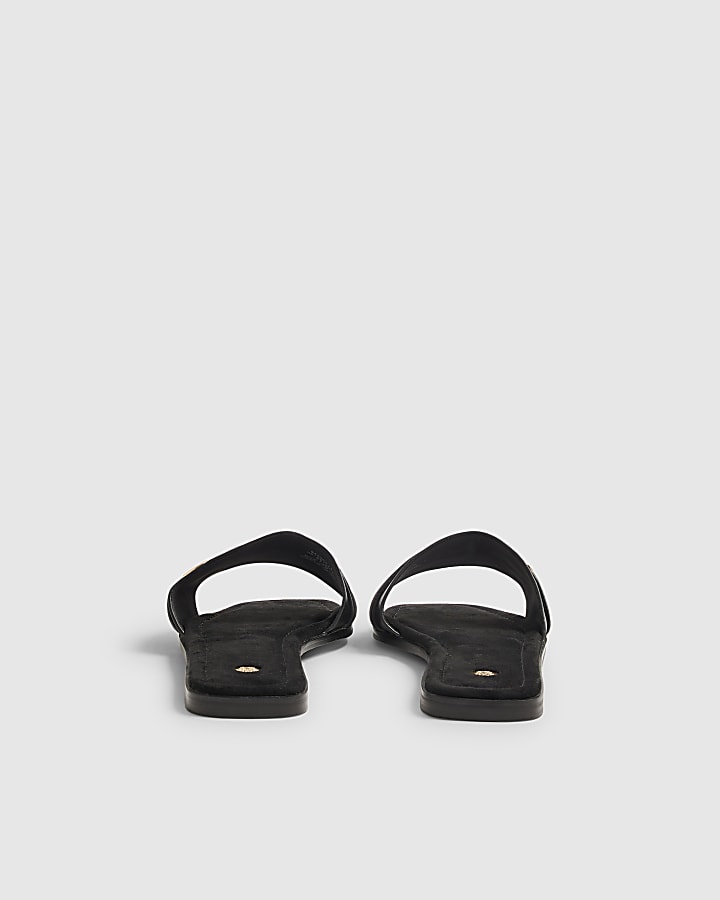 Black Hardware Branded Sandals