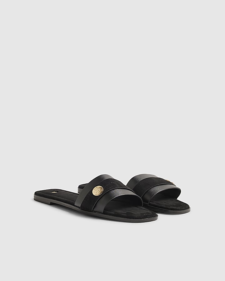 Black Hardware Branded Sandals
