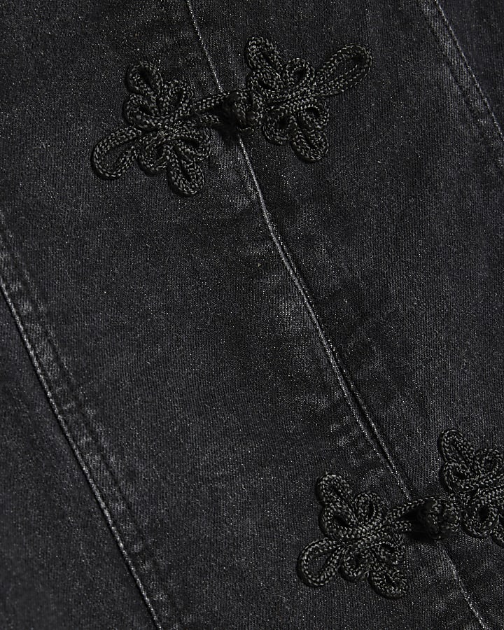 Black Denim Sleeveless Drummer Mini Dress