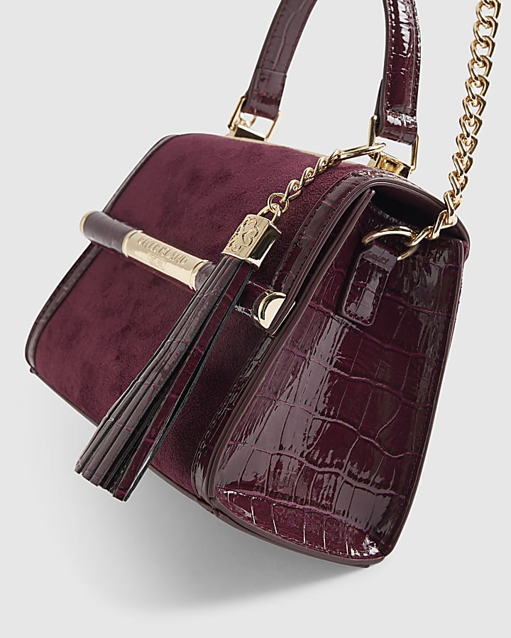 Red Mini Faux Suede Cross Body Bag