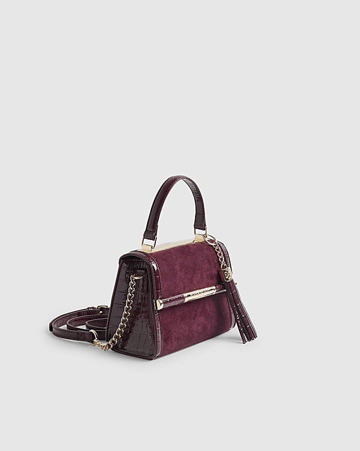 Red Mini Faux Suede Cross Body Bag