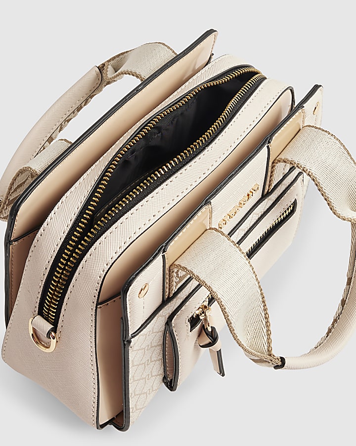 Cream Monogram handle Crossbody Bag