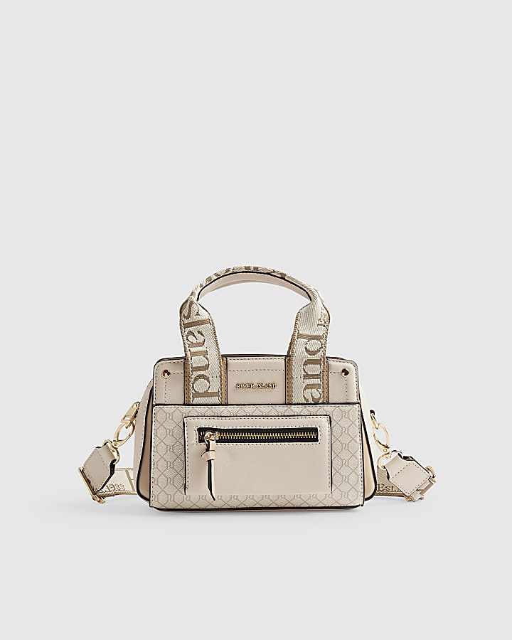 Cream Monogram handle Crossbody Bag