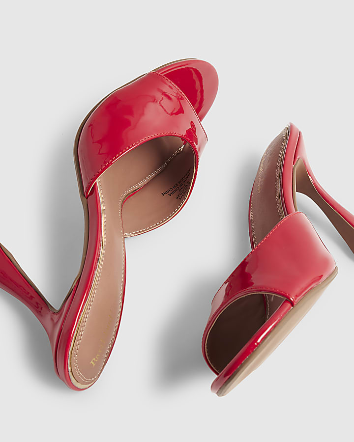 Red Mule Heeled Sandals