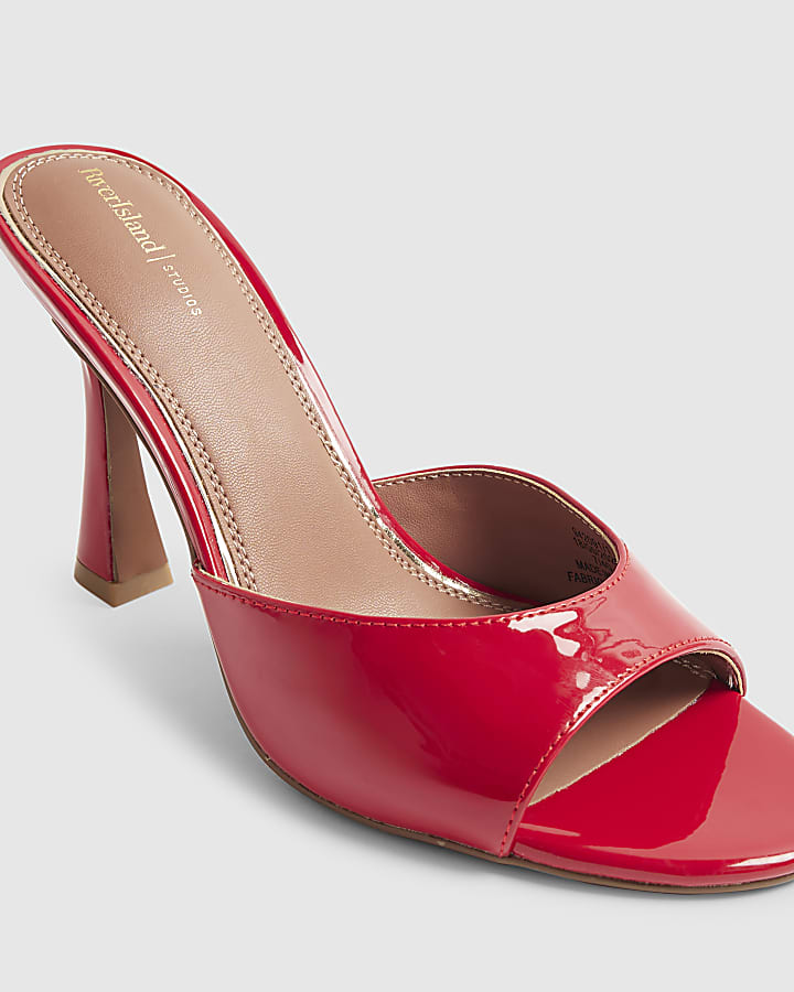 Red Mule Heeled Sandals