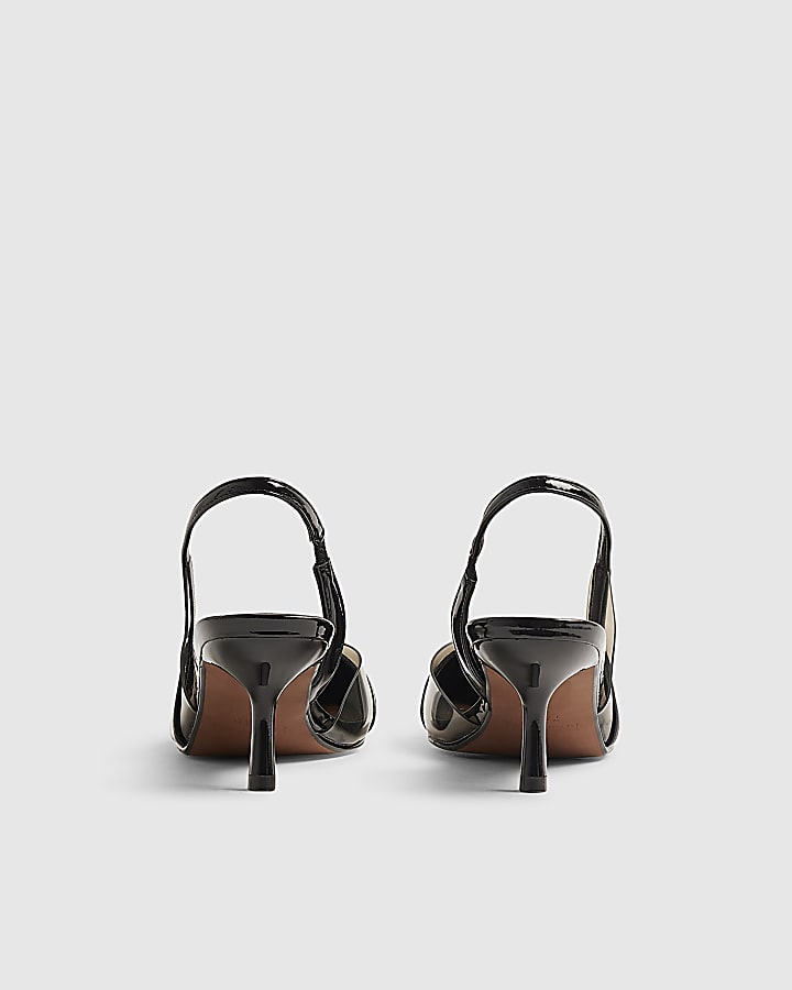 Black Spliced Patent Perspex Court Heels