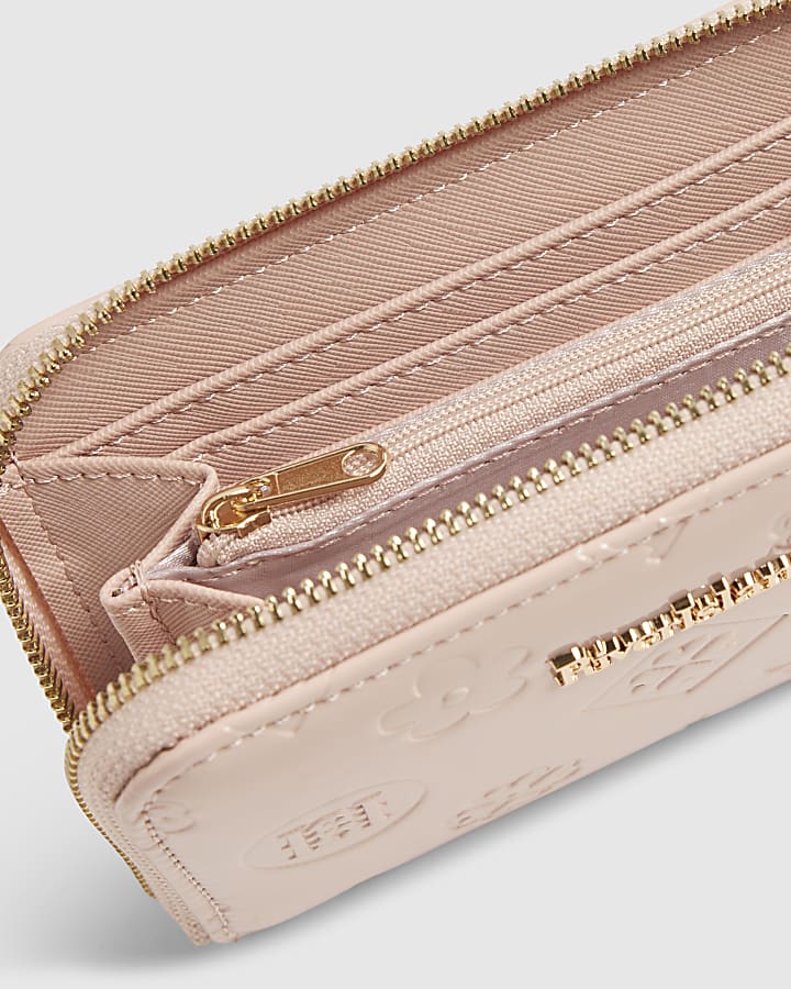 Pink Embossed Monogram Patent Zip Purse