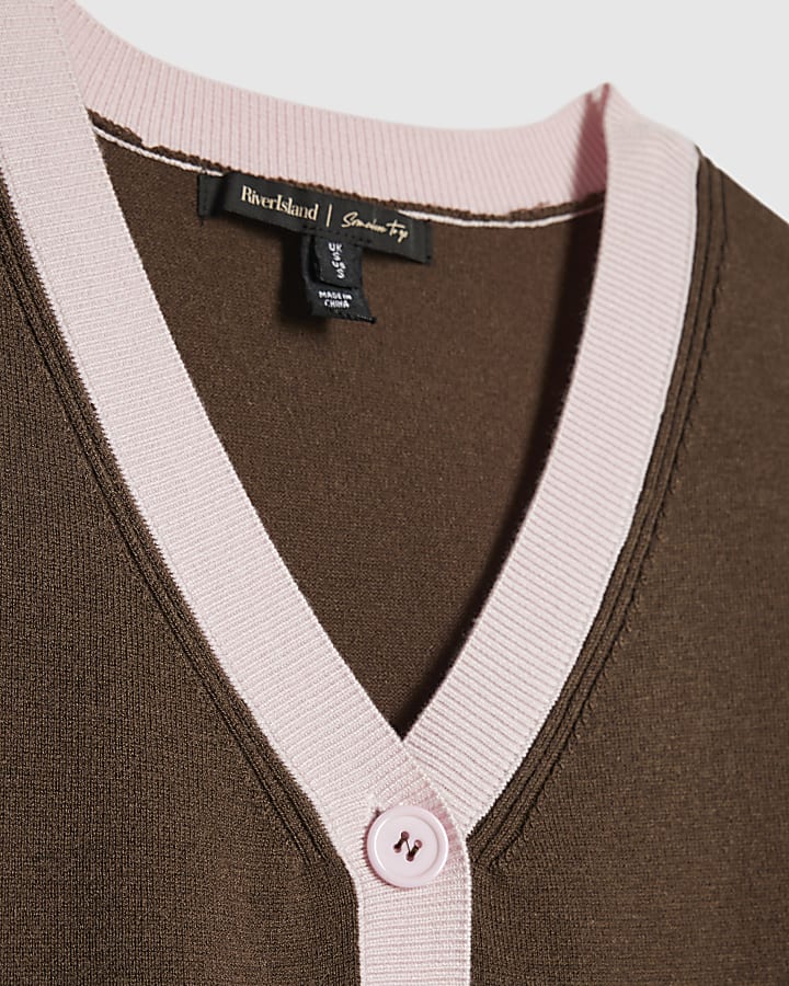 Brown V Neck Cardigan