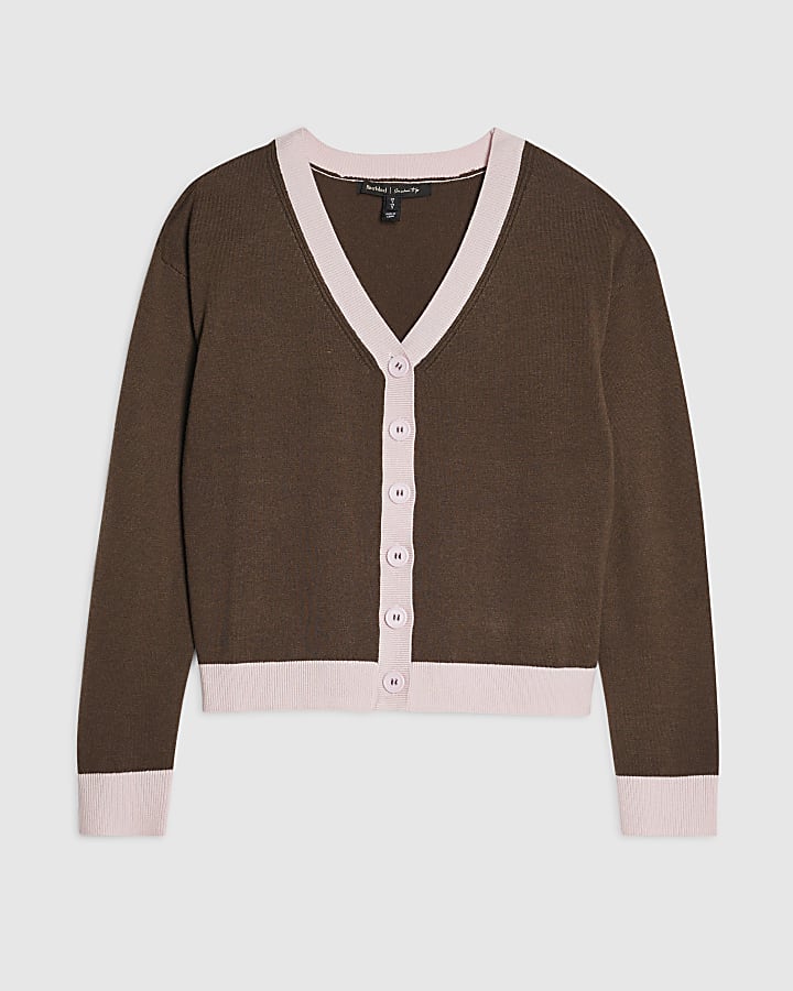 Brown V Neck Cardigan