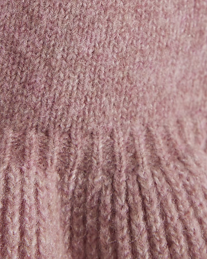 Pink Knit Frill Trim T-Shirt