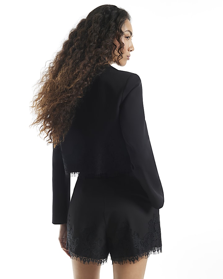 Black Lace Hem Shorts