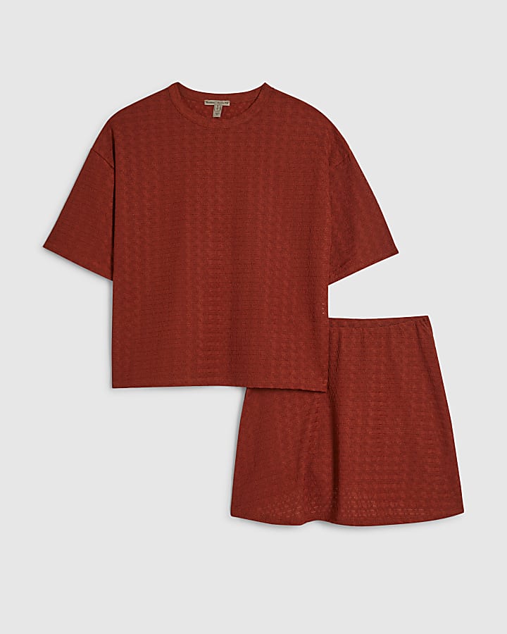 Orange T-Shirt And Skort Set