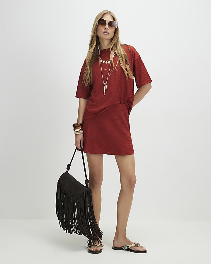 Orange T-Shirt And Skort Set