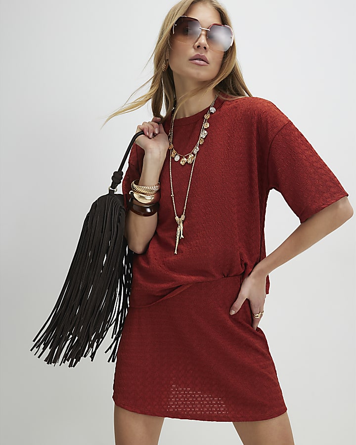 Orange T-Shirt And Skort Set