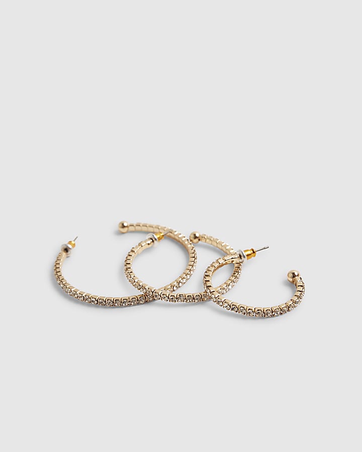 Gold Diamond Simulant Hoop Earring Pack