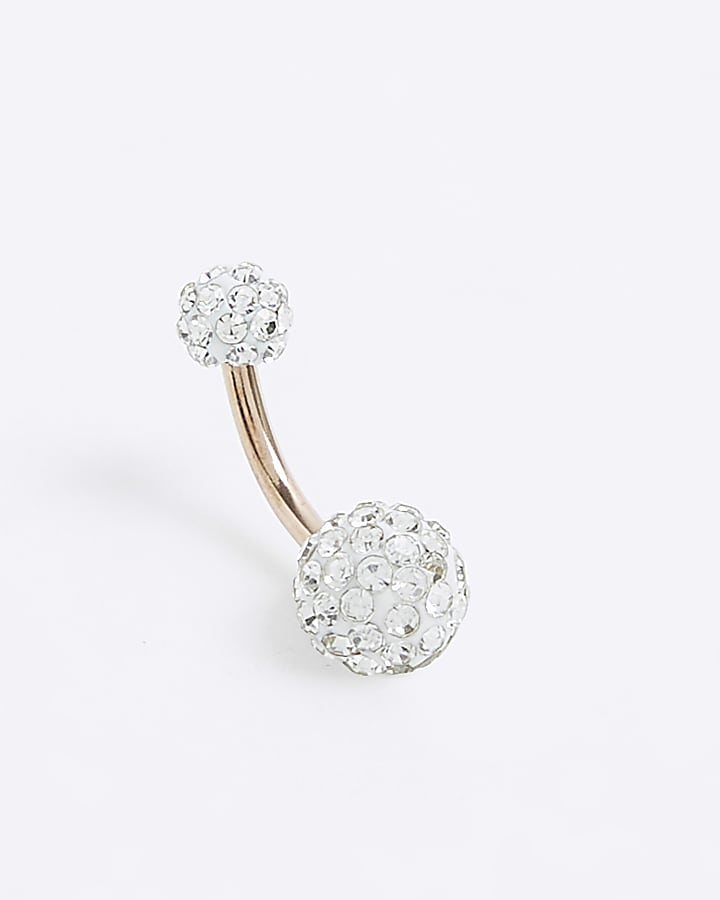 Gold diamante belly bar
