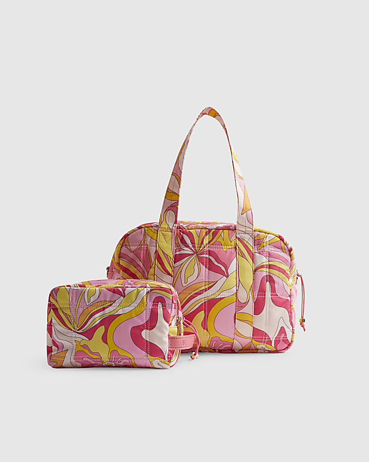 Pink Swirl Quilted Holdall Bag Bundle