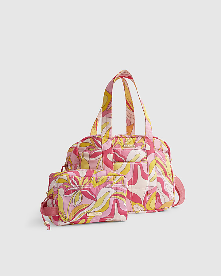 Pink Swirl Quilted Holdall Bag Bundle