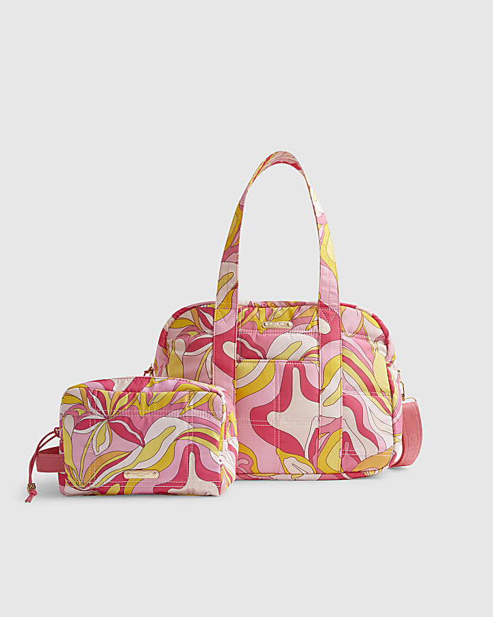 Pink Swirl Quilted Holdall Bag Bundle
