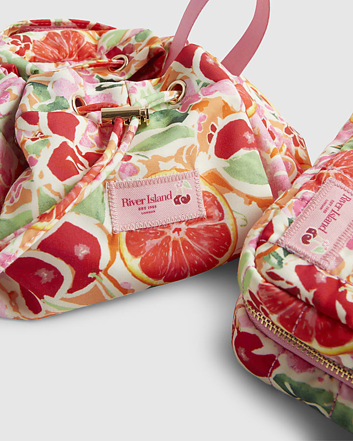 Orange Fruit Floral Makeup Bag Bundle