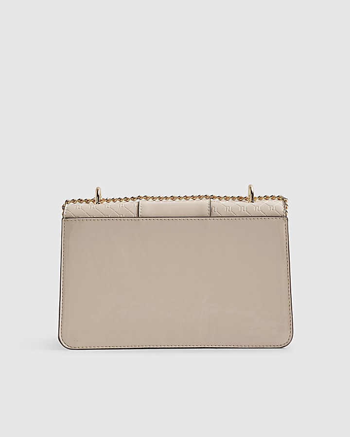 Cream Monogram Gold Chain Shoulder Bag