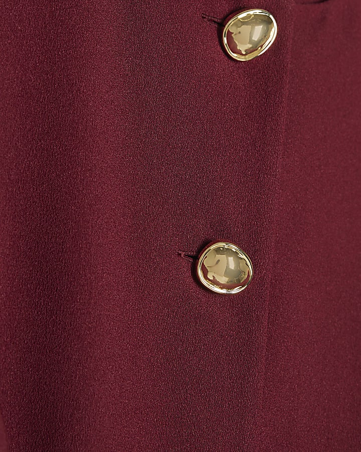 Red Scallop Button Detail Playsuit