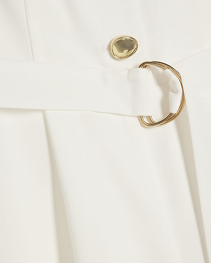 White Button Detail Playsuit
