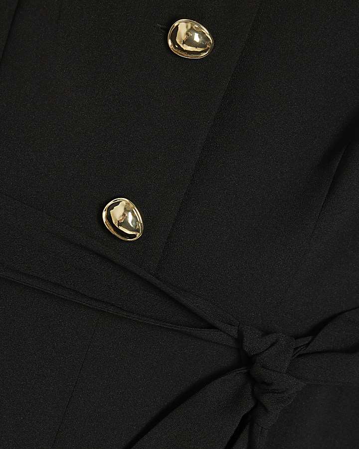 Black Scallop Button Detail Playsuit