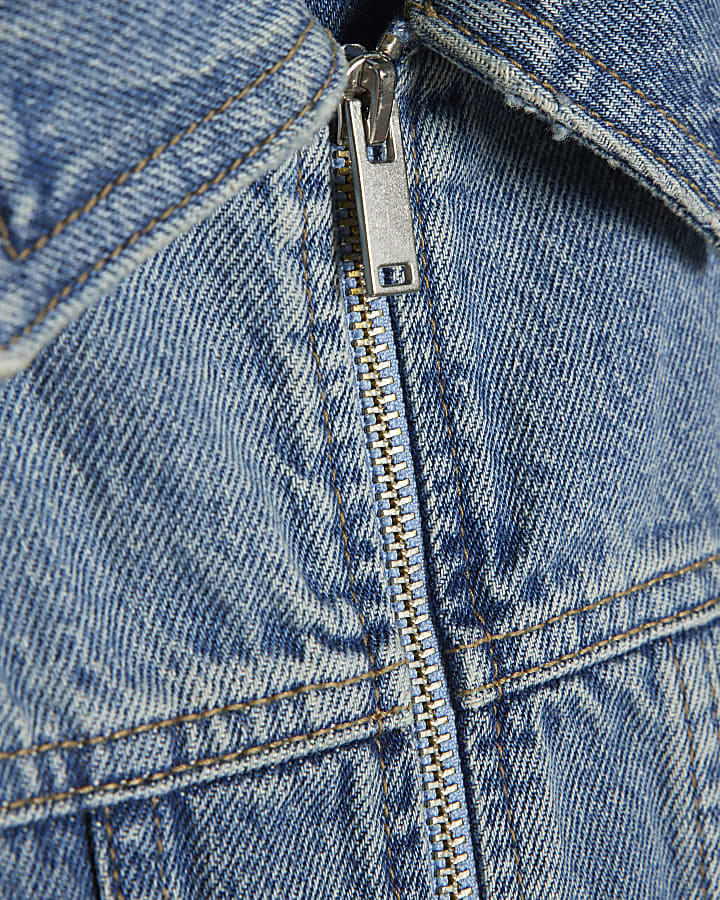 Blue Denim Zip Through Dress