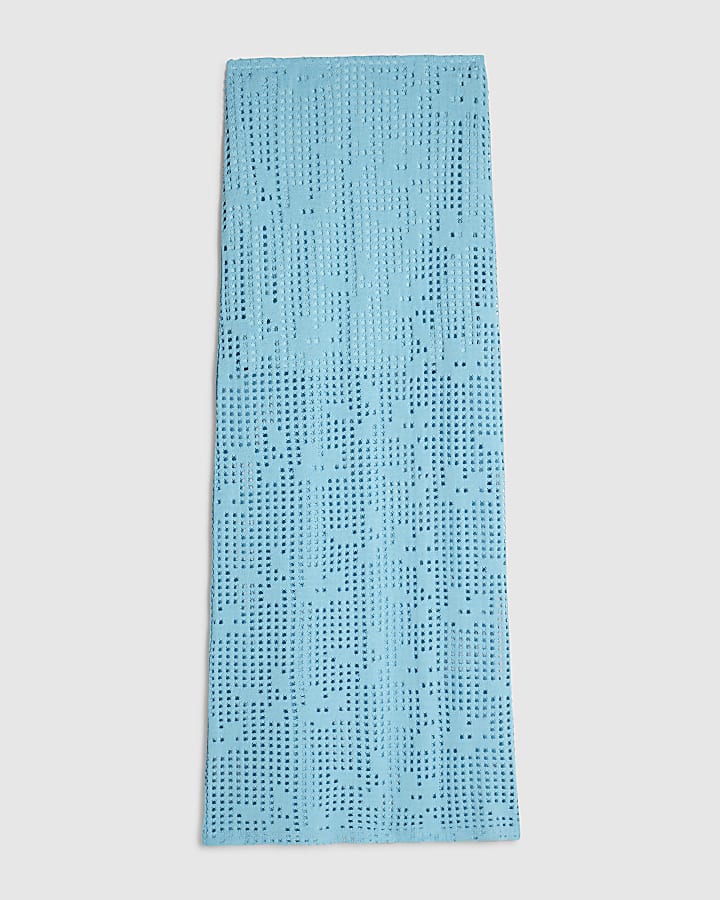 Blue Crochet Maxi Skirt
