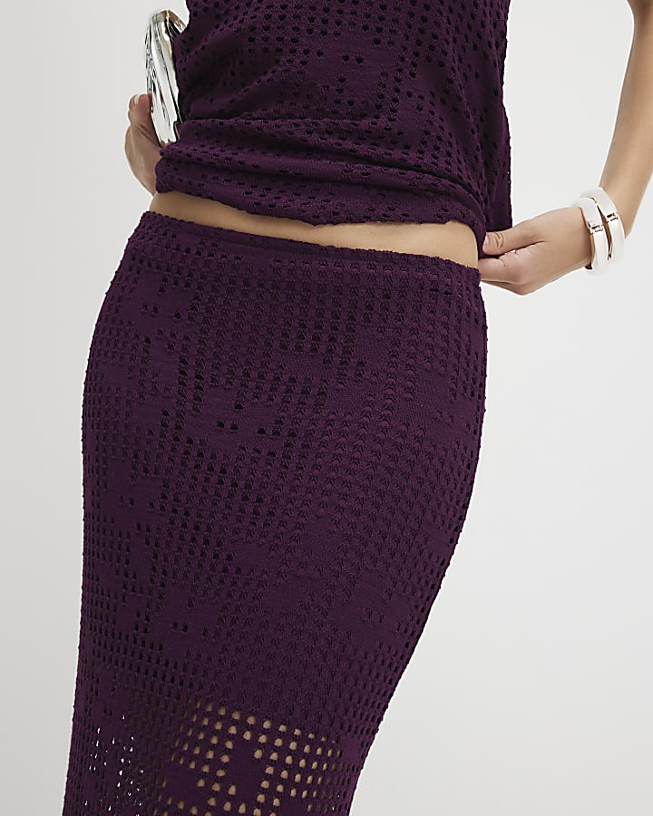 Red Crochet Maxi Skirt