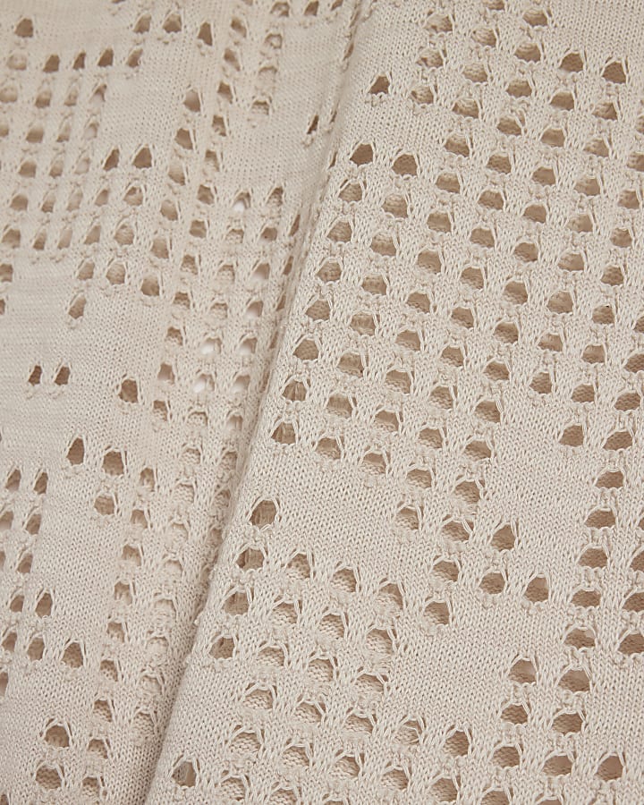Beige Floral Crochet Maxi Skirt