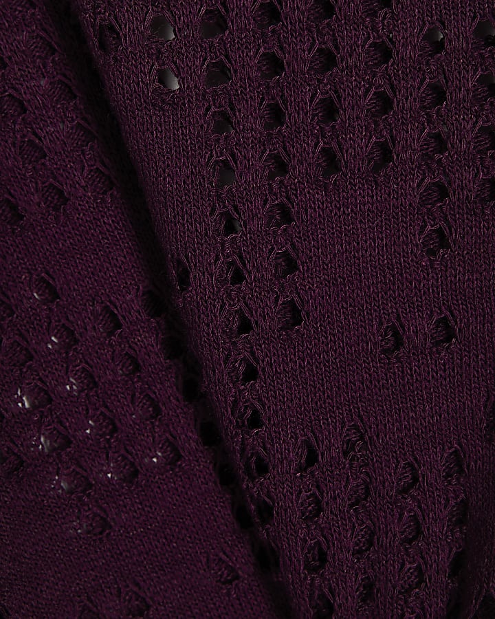 Purple Crochet Long Sleeve Top