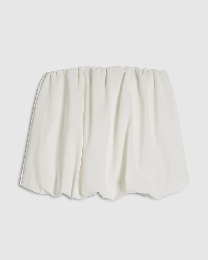 White Sleeveless Bandeau Bubble Hem Top