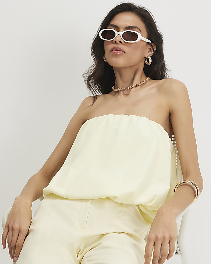 Yellow Bandeau Bubble Top