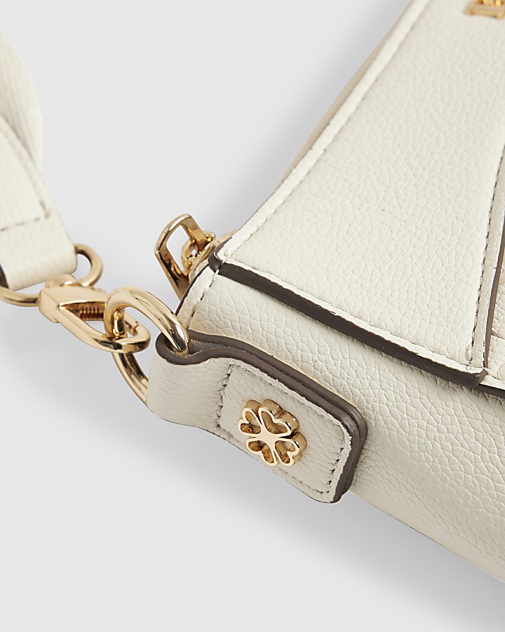 Cream Tonal Monogram Embossed Messenger Bag