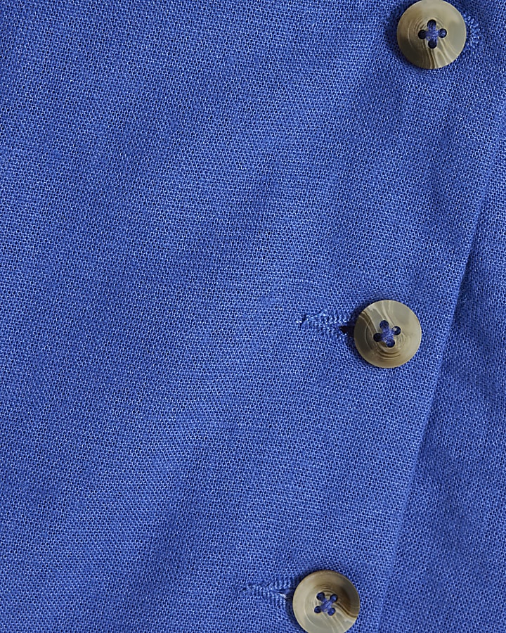 Blue Linen Blend Waistcoat