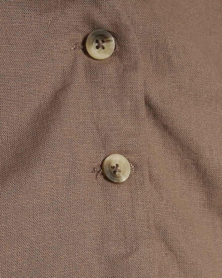 Beige Linen Blend Sleeveless Waistcoat