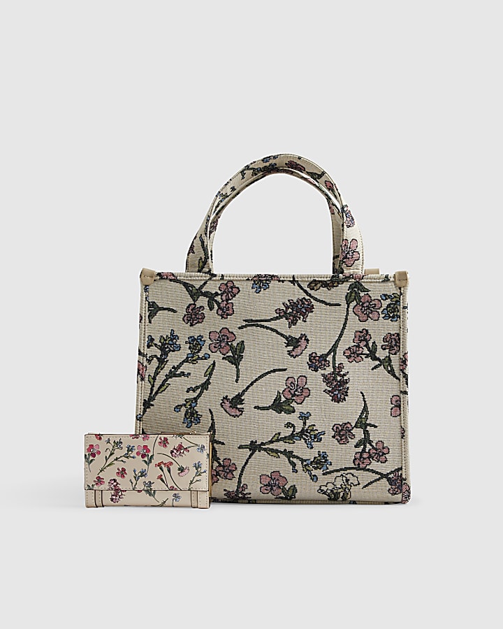 Cream Ditsy Floral Tote Bag Bundle
