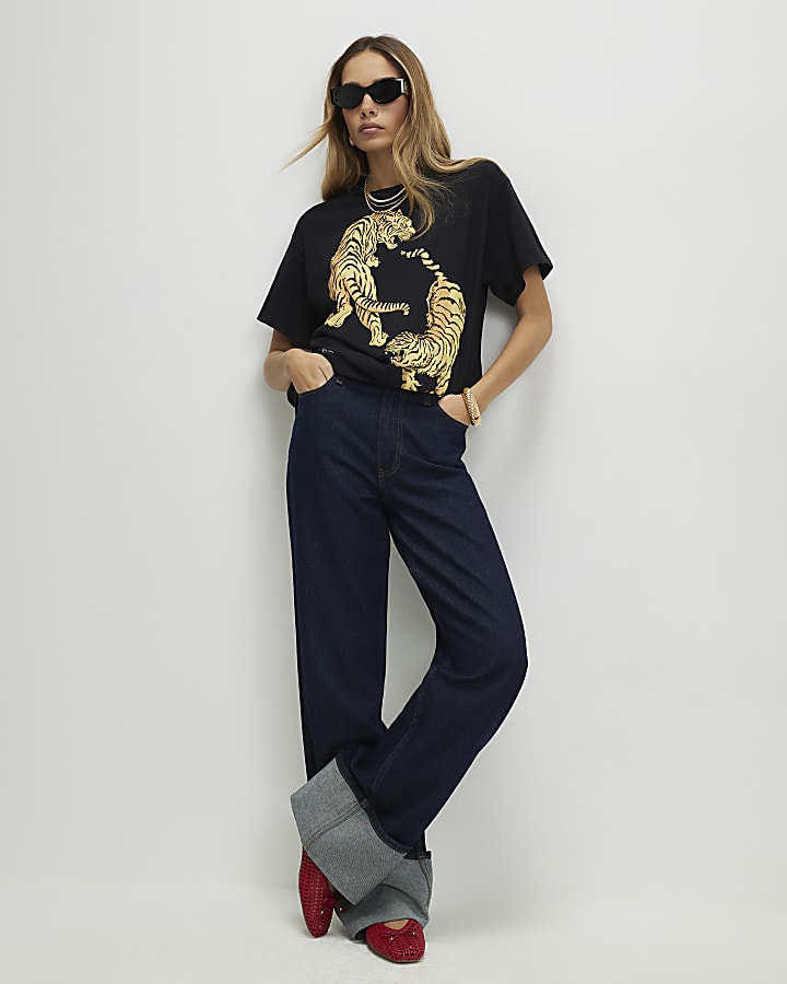 Black Mirror Print Tiger T-shirt