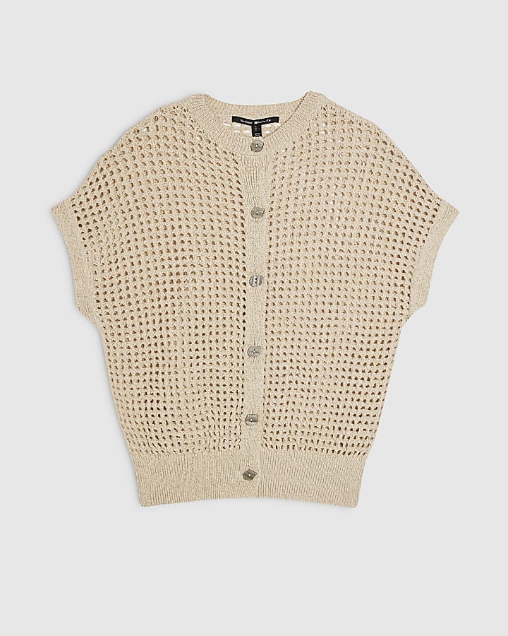 Gold Boxy Knitted Waistcoat