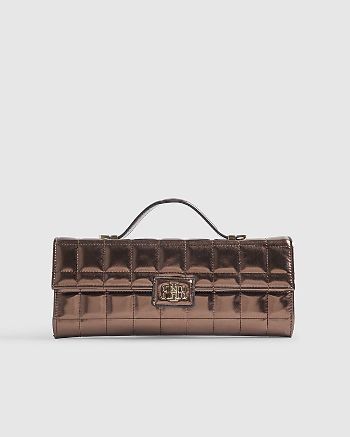 Bronze Quilted Clutch Bag