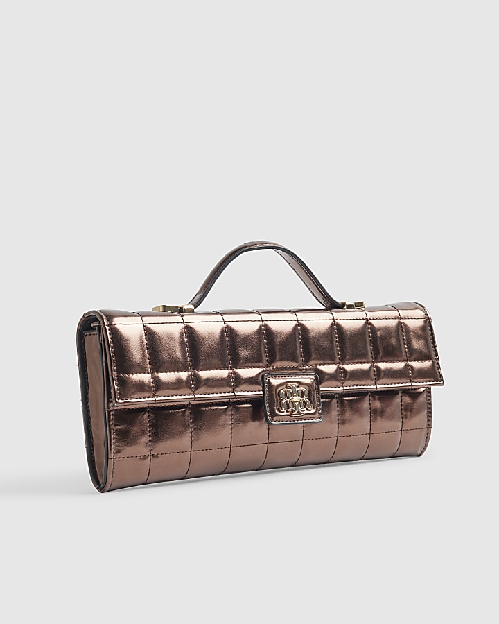 Bronze Quilted Clutch Bag